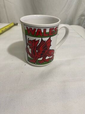 Vintage Wales Red Dragon Coffee Mug British Souvenir Cup Made in Wales